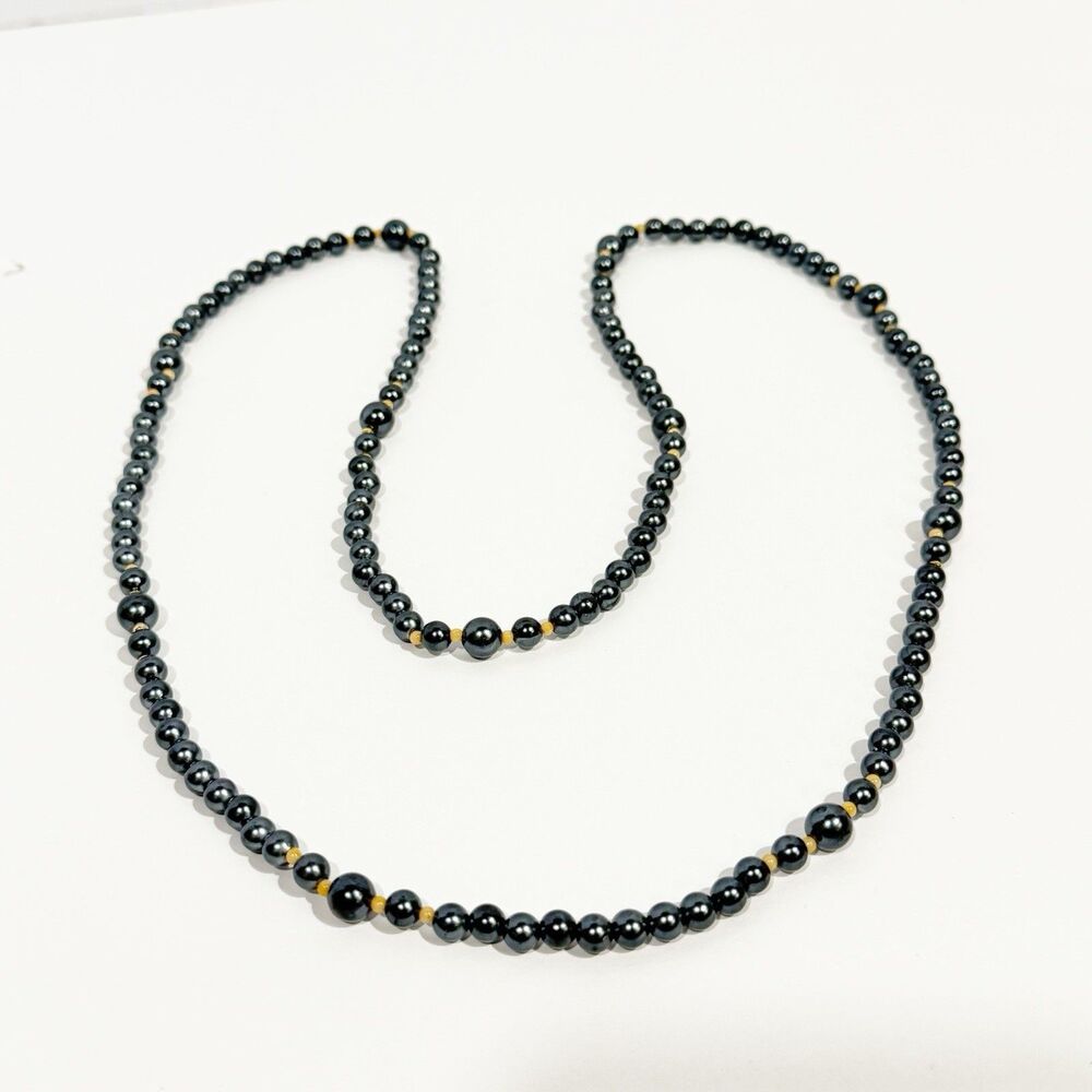 Vintage Silver Tone Beaded Statement Necklace Long Strand - Picture 9 of 15